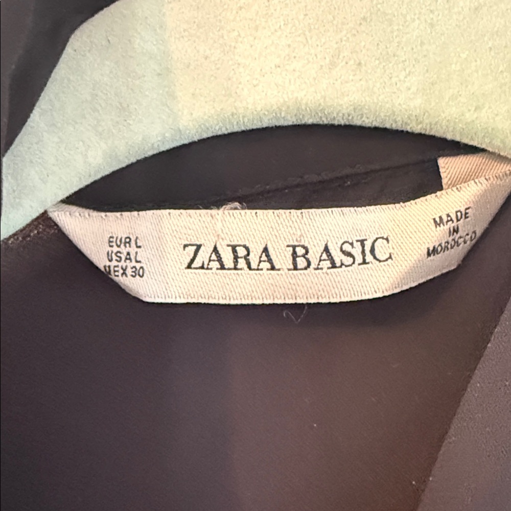 Zara Basic Black Button-Up Blouse with Embellished Collar - Picture 2 of 10
